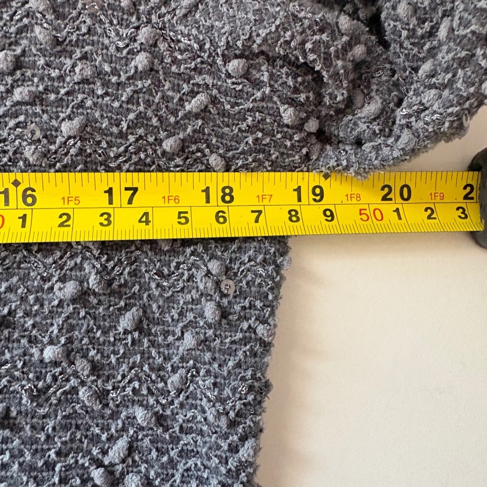Apt. 9 Womens PL Sweater Charcoal Gray Sequin V-Neck Textured Long Sleeve Tunic - Picture 5 of 8